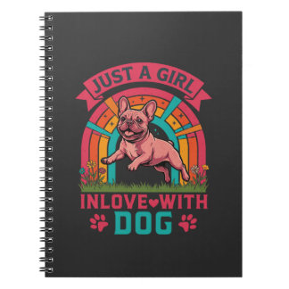 Carnet Just Girl Inlove Dog French Bulldog Rainbow Paws