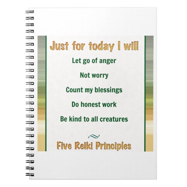 Carnet Juste pour des principes de Reiki d'aujourd'hui (Devant)