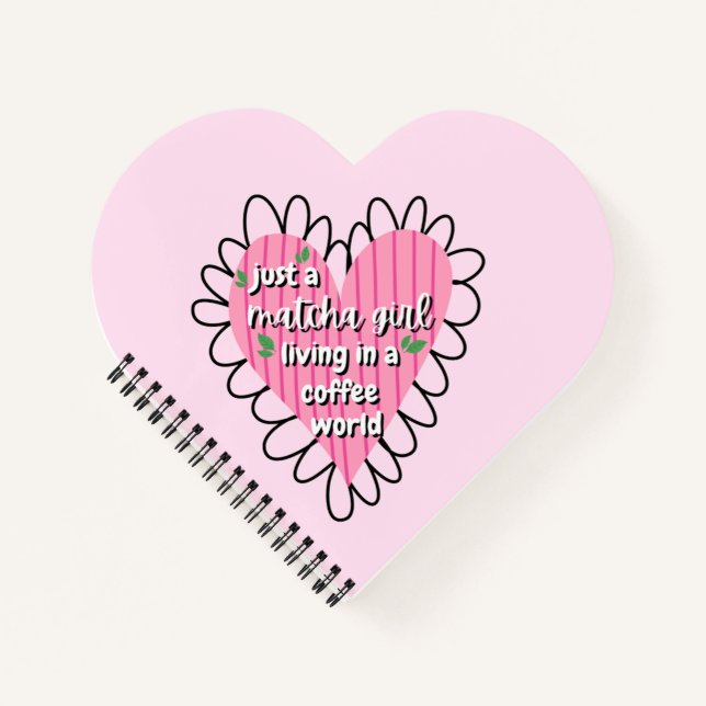 Carnet Juste une fille Matcha cœur esthétique – Rose Mign (Devant)