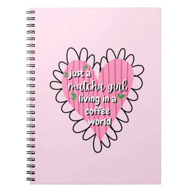 Carnet Juste une fille Matcha cœur esthétique – Rose Mign (Devant)