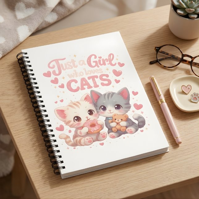 Carnet Juste une fille qui aime les chats Mignon noir et  (Créateur téléchargé)
