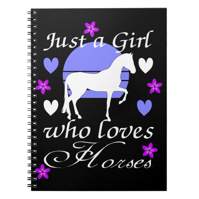 Carnet Juste une fille qui aime les chevaux en violet (Devant)