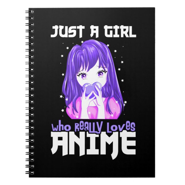 Carnet Juste une fille qui aime vraiment l'Anime en viole (Devant)