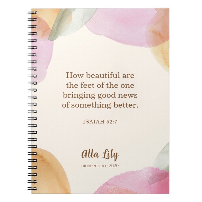 Carnet JW, Don pour Pionniers, Ésaïe 52:7 | JW (Devant)