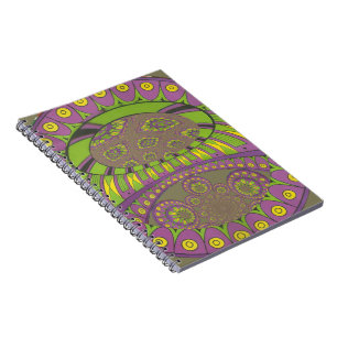 Carnet Kaleidoscope africain violet et jaune traditionnel