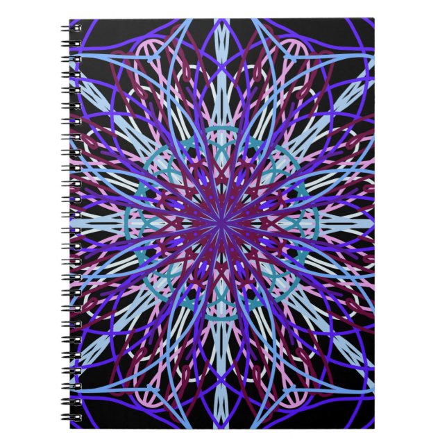 Carnet Kaleidoscope noir violet Mandala Art (Devant)