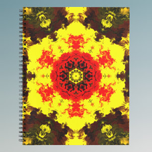 Carnet Kaleidoscope psychédélique Fleur Jaune et Rouge
