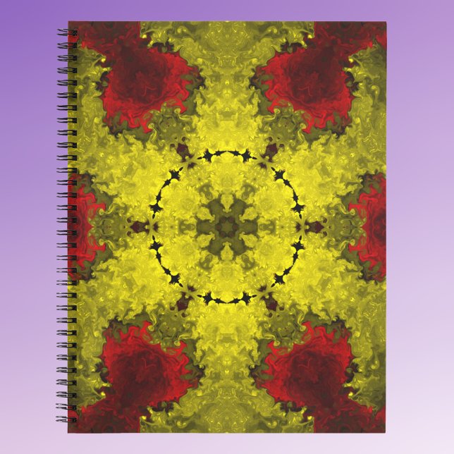 Carnet Kaleidoscope psychédélique Fleur rouge et jaune (Créateur téléchargé)