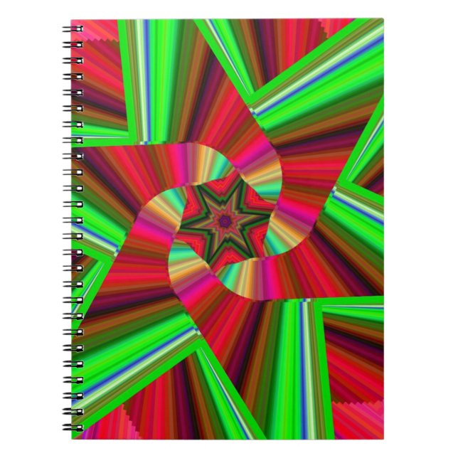 Carnet Kaleidoscope Star Art Red Green (Devant)