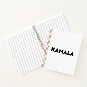Carnet Kamala typographie moderne minimaliste noir blanc