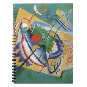 Carnet Kandinsky rouge ovale Abstraite oeuvre d'art vert 