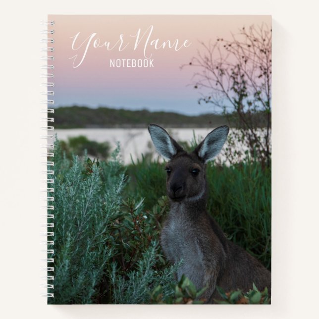 Carnet Kangaroo Australie Coucher de soleil rose double f (Devant)