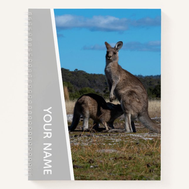 Carnet Kangaroo Mother and Baby in Australia, Silver (Devant)