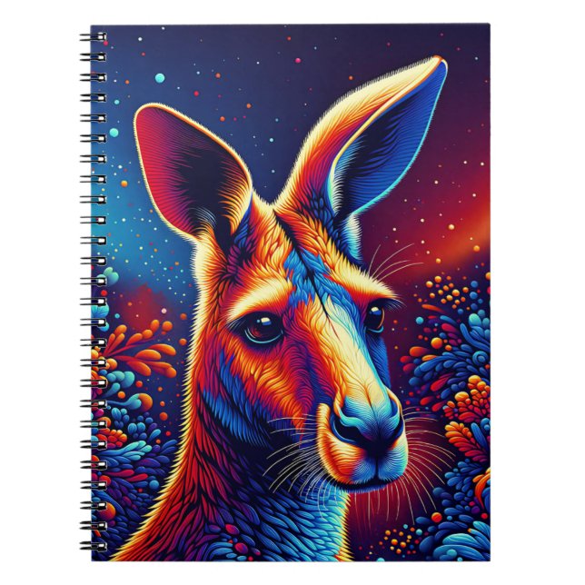 Carnet Kangourou céleste – Art cosmique de la faune (Devant)