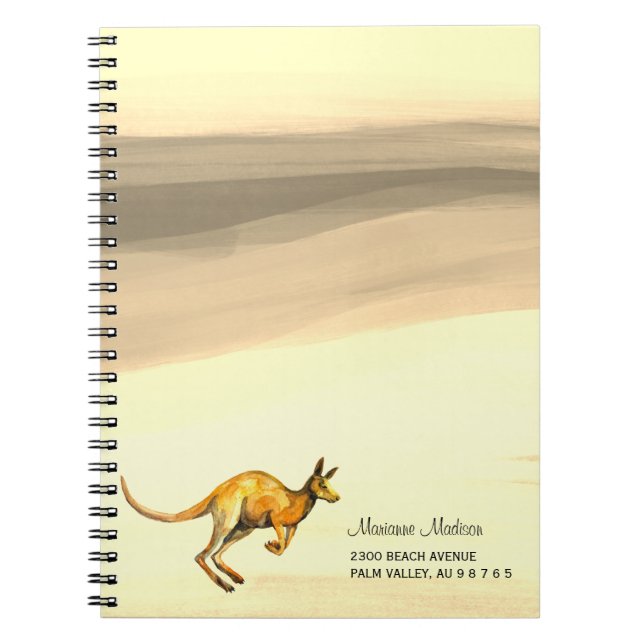 Carnet Kangourou rouge peint à l'aquarelle (Devant)