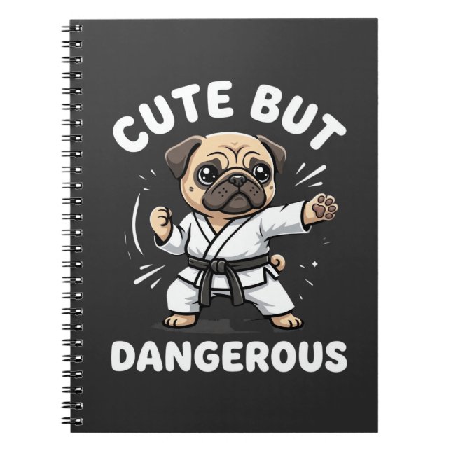 Carnet Karate de pug mignon mais dangereux (Devant)