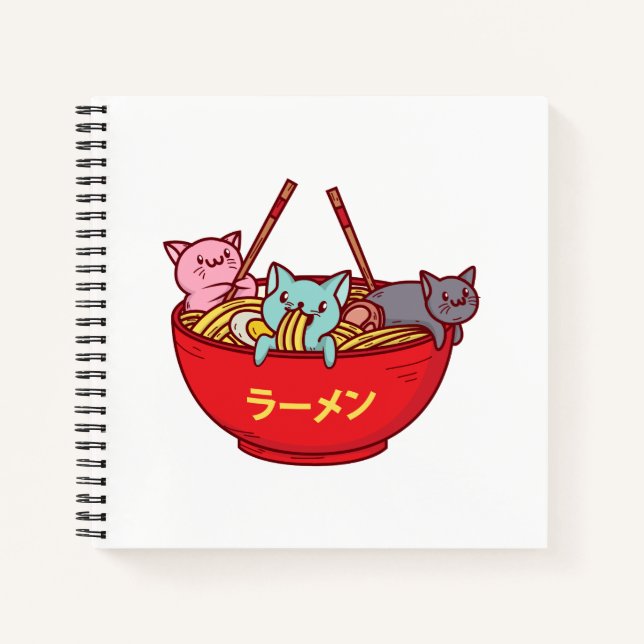 Carnet Kawaii Anime Chat Funny Adorable Ramen Japonais (Devant)