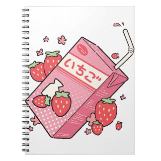 Carnet Kawaii Boîte à jus de fraise japonaise