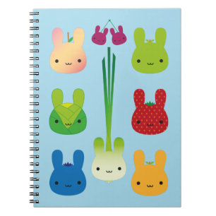 Carnet Kawaii Bunny Fruits et légumes