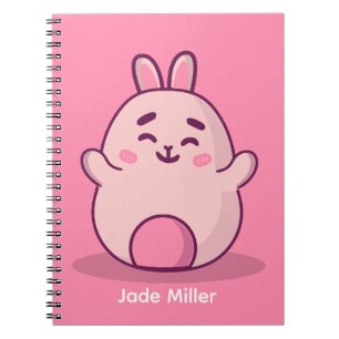 Carnet Kawaii Bunny rose Nom personnalisé