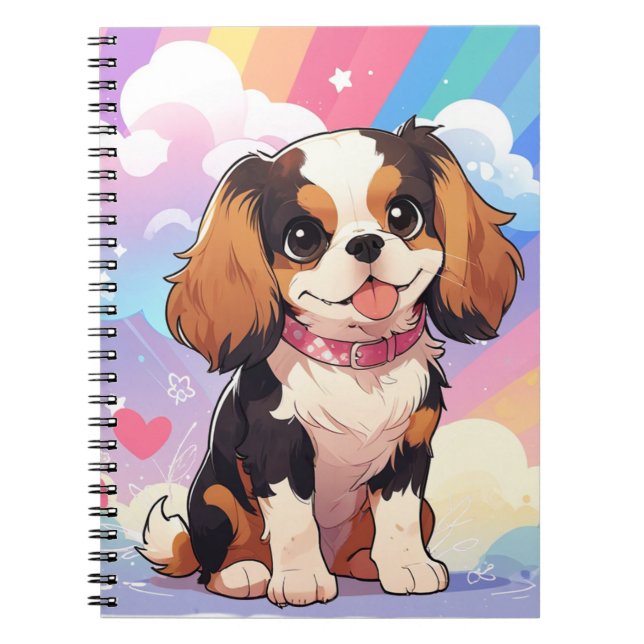 Carnet Kawaii Cavalier King Charles Pastel Rainbow (Devant)