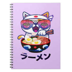 Carnet Kawaii Chat Manger Ramen - Jolies nouilles japonai