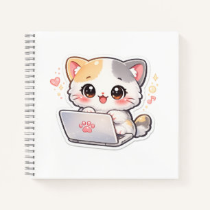 Carnet Kawaii Chat Ordinateur Portable Journal M