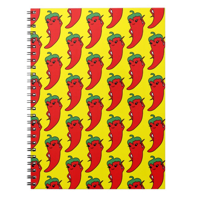 Carnet Kawaii Chili Pepper Drawing Pattern (Devant)