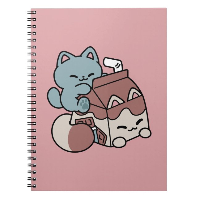 Carnet Kawaii Chocolate Milk Cat – Cozy Drink & Cuteness  (Devant)