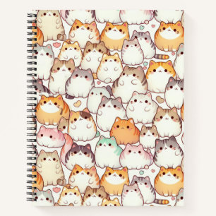 Carnet Kawaii Chubby Chats De Cartoon Avec Coeurs