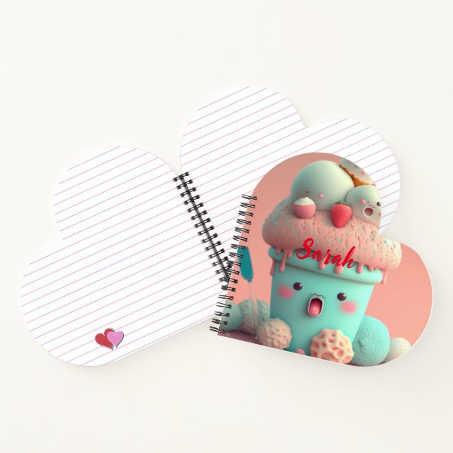 Carnet Kawaii crème glacée rose (Intérieur)