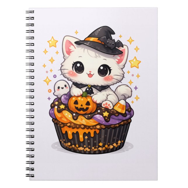 Carnet Kawaii Cupcake Sorcière Kitty  (Devant)