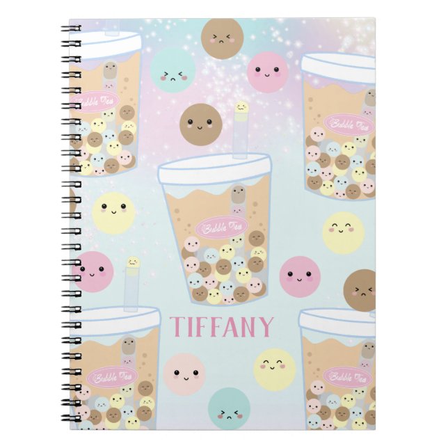 Carnet Kawaii Cute Rainbow Bubble Tapioca Pearl Thé au la (Devant)