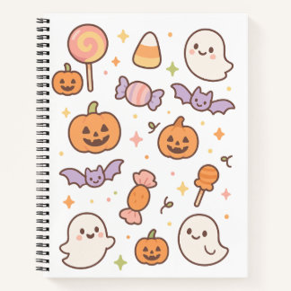Carnet Kawaii Fantômes et Citrouilles d'Halloween