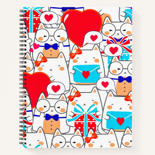 Carnet Kawaii Funny Chats Love Motif (Devant)