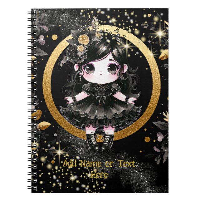 Carnet Kawaii Goth Girls Cute Personnalisé Gothique Chibi (Devant)