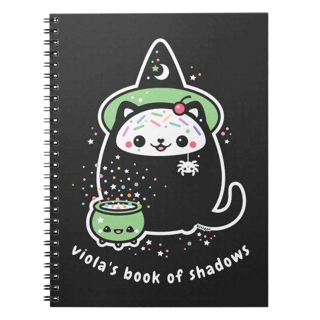 Carnet Kawaii Grunge Book of Shadows with Witch Kitty (Devant)