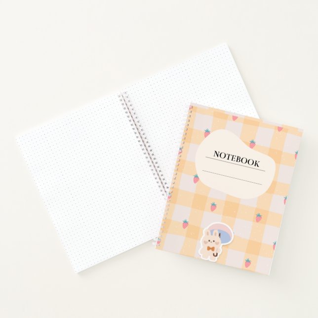 Carnet Kawaii Lapin Fraise Gingham Pastel (Intérieur)