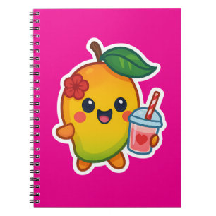 Carnet Kawaii Mango - Fruit d'amour avec Smoothi de coeur