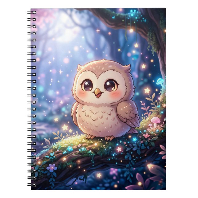 Carnet Kawaii Night Owl, Cahier à Spirale Magique  (Devant)