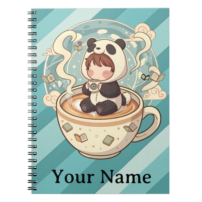 Carnet Kawaii Panda Coffee Study Spiral Notebook (Devant)