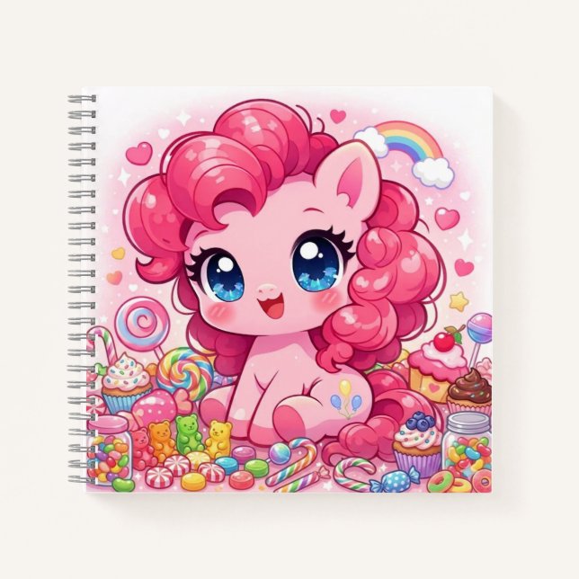 Carnet Kawaii Pink Pony Chibi Art – Sweet Candy & Cupcake (Devant)