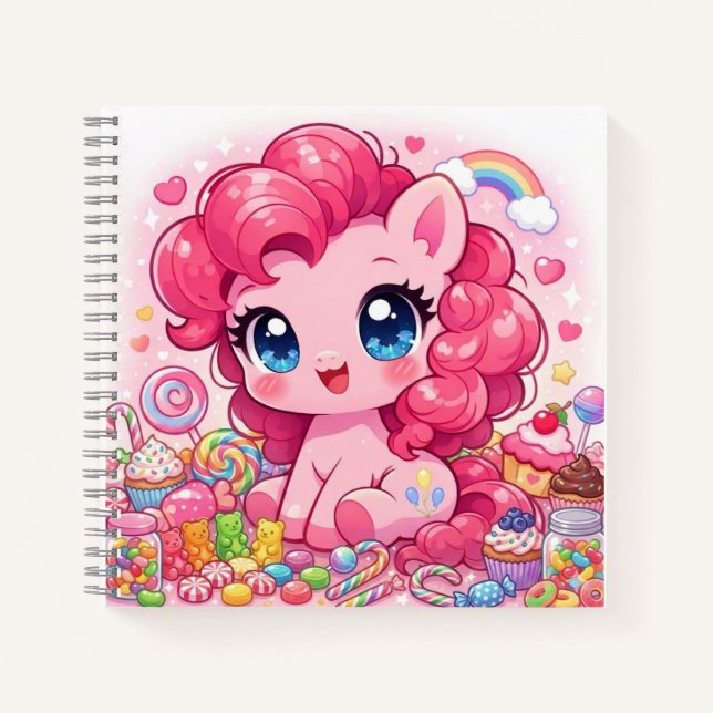 Carnet Kawaii Rose Poney Chibi Art (Devant)