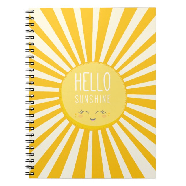 Carnet KAWAII SKY brillant jaune vif sourire soleil solei (Devant)