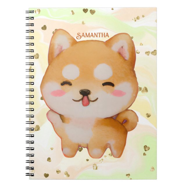 Carnet Kawaii Smiling Cartoon Style Shiba Inu (Devant)