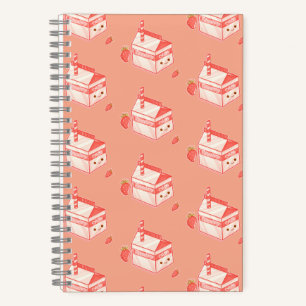 Carnet Kawaii Strawberry Milk Carton - Cute Aesthetic Art