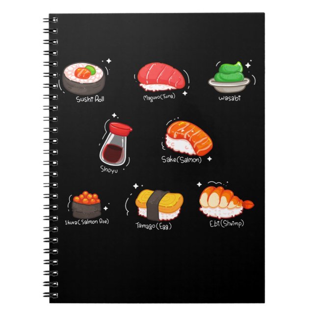 Carnet Kawaii Sushi Roll Wasabi Maguro Nourriture japonai (Devant)
