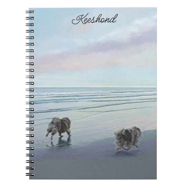 Carnet Keeshonds at the Seashore Peinture Dog Art (Devant)