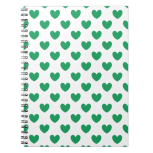 Carnet Kelly Coeurs polka vert sur blanc