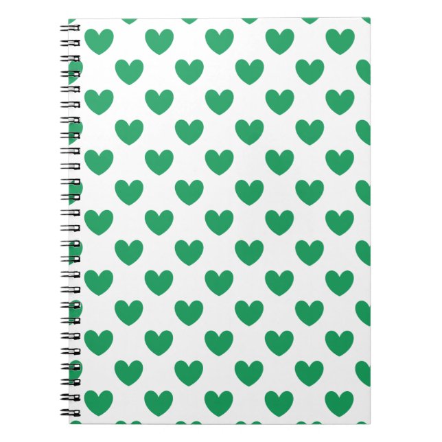Carnet Kelly Coeurs polka vert sur blanc (Devant)